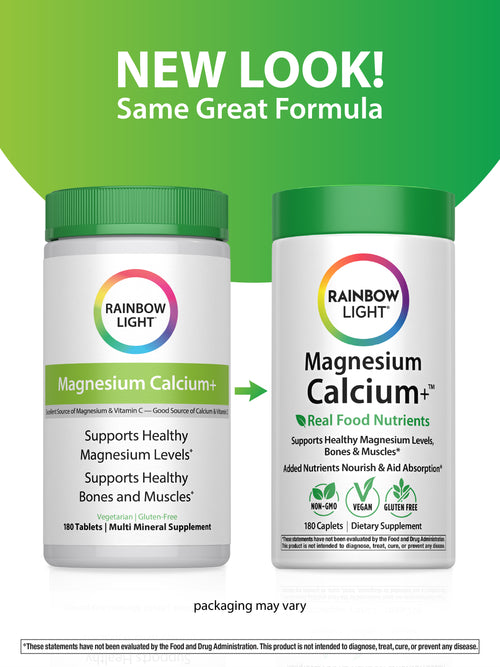 Magnesium Calcium + Real Food Nutrients, 180 Vegan Caplets