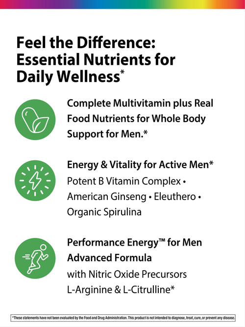 Performance Energy Multi For Men + Real Food Nutrients, 180 Vegetarian Caplets