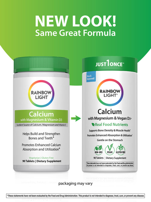 Calcium Magnesium and Vegan D3 + Real Food Nutrients, 90 Vegan Caplets