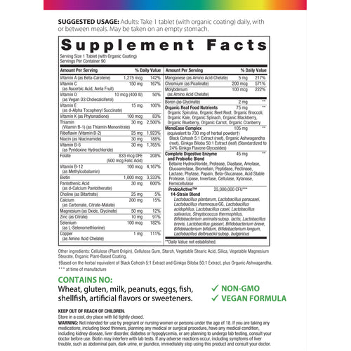 Menopause One + Real Food Nutrients, 90 Vegan Caplets