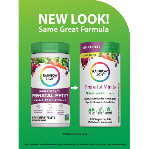 Prenatal Multi Mini's + Real Food Nutrients, 180 Mini Tablets - Rainbow ...