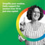 Smiling woman over 50 pointing up. 'Daily support for women over 50 in just one caplet!' for Womens One 50+.