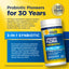 Promotional graphic: 'Probiotic Pioneers for 30 Years' with 3-IN-1 SYNBIOTIC from RenewLife Ultimate Flora Probiotic.