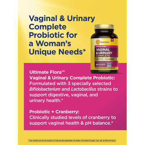 Ultimate Flora Vaginal & Urinary Complete + Probiotic & Cranberry, 60 Delayed Release Vegan Caps
