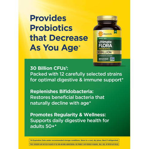 Ultimate Flora 50+ Probiotic 30 Billion, 60 Delayed Release Vegan Caps
