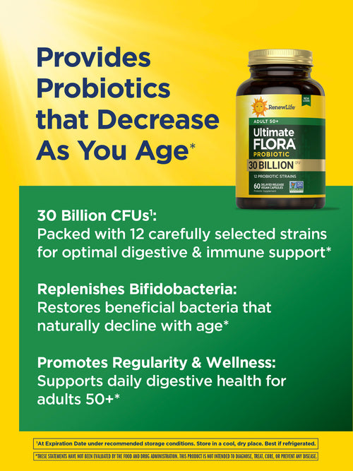 Ultimate Flora 50+ Probiotic 30 Billion, 60 Delayed Release Vegan Caps