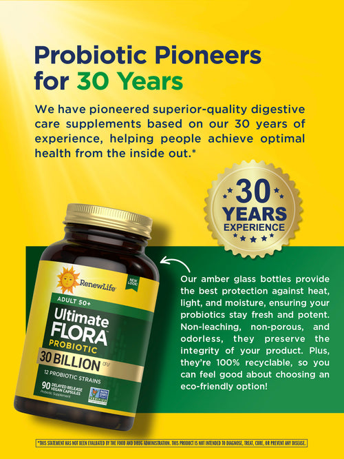 Ultimate Flora 50+ Probiotic 30 Billion, 90 Delayed Release Vegan Caps