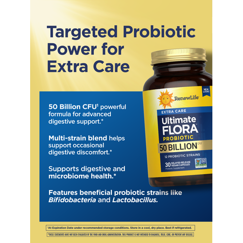 Ultimate Flora Extra Care Probiotic 50 Billion, 30 Delayed Release Vegan Caps