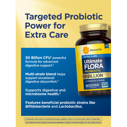 Ultimate Flora Extra Care Probiotic 50 Billion, 60 Delayed Release Vegan Caps