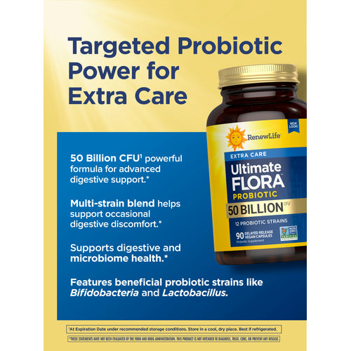 Ultimate Flora Extra Care Probiotic 50 Billion, 90 Delayed Release Vegan Caps