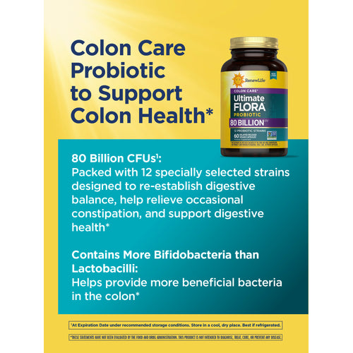Ultimate Flora Colon Care Probiotic 80 Billion, 60 Delayed Release Vegan Caps