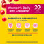Product highlights graphic stating 20 Billion CFU, Prebiotics & Probiotics for Women's Digestive, Immune, Vaginal, Urinary, 26 Strains.
