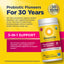 Women's Daily Probiotic bottle with icons indicating USDA Organic, Non-GMO Project Verified, 30 Years Experience, Women's 3-1 Support.