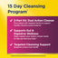Product highlights graphic stating 2-Part Dual Cleanse for yeast balance, digestive wellness, and targeted cleansing for urinary health.