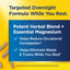 Product highlights graphic stating benefits: helps reduce occasional constipation, eliminate waste and toxins while you rest.