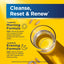 Product highlights graphic stating Cleanse, Reset & Renew. Morning: 2 capsules empty stomach with water. Evening: 1 or 2 capsules.