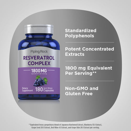 Resveratrol Complex, 1800 mg (per serving), 180 Quick Release Capsules