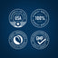 Infographic: PACKAGED & LAB TESTED IN THE USA, HIGHEST QUALITY 100%, FINEST INGREDIENTS, ETHICALLY SOURCED, GMP Good Manufacturing Practice, QUALITY PRODUCT