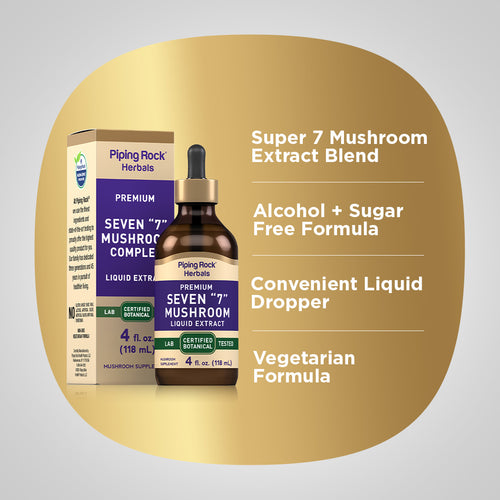 Seven "7" Mushroom Liquid Extract, 4 fl oz (118 mL) Dropper Bottle