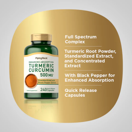 Standardized Turmeric Curcumin Complex, 500 mg, 240 Quick Release Capsules, 2  Bottles