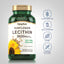 Sunflower Lecithin bottle with icons indicating gluten, wheat, milk, lactose, soy free, no artificial flavors, sweeteners, colors, preservatives.