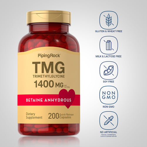 TMG (Trimethylglycine), 1400 mg (per serving), 200 Quick Release Capsules