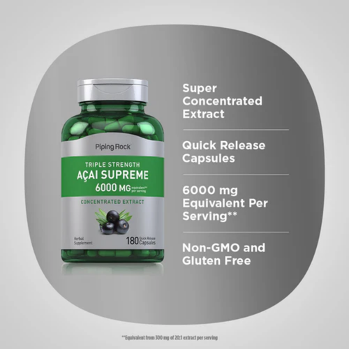 Triple Strength Acai Supreme, 6000 mg (per serving), 180 Quick Release Capsules, 2  Bottles