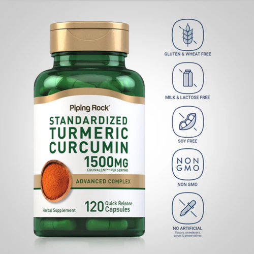 Turmeric Curcumin Standardized Advanced Complex, 1500 mg (per serving), 120 Quick Release Capsules, 2  Bottles