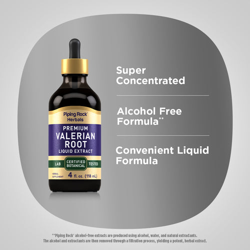 Valerian Root Liquid Extract Alcohol Free, 4 fl oz (118 mL) Dropper Bottle