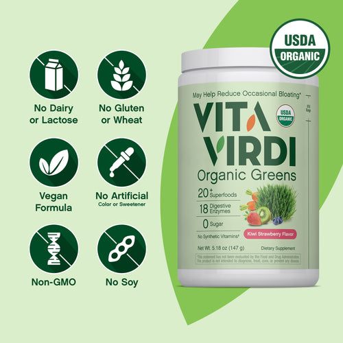 Greens Powder (Organic) (Kiwi Strawberry), 5.18 oz (147 g) Bottle