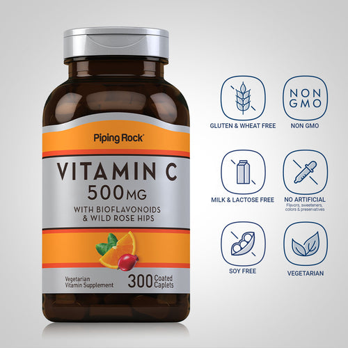Vitamin C 500 mg with Bioflavonoids & Rose Hips, 300 Coated Caplets