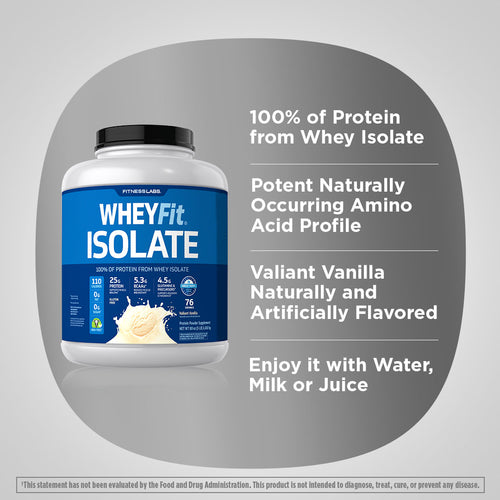 Whey Protein Isolate WheyFit (Valiant Vanilla), 5 lb (2.268 kg) Bottle