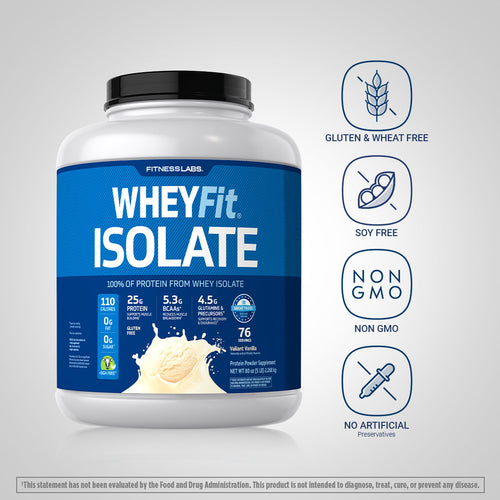 Whey Protein Isolate WheyFit (Valiant Vanilla), 5 lb (2.268 kg) Bottle