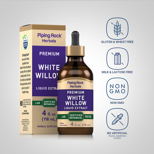 White Willow Bark Liquid Extract Alcohol Free, 4 fl oz (118 mL) Dropper Bottle