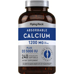 Absorbable Calcium 1200 mg Plus D3 5000 IU, 240 Quick Release Softgels. Dietary supplement.