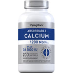 Absorbable Calcium 1200 MG Plus D3 1000 IU with 200 Quick Release Softgels, designed as a bone support dietary supplement.