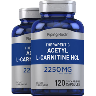 Acetyl L-Carnitine, 2250 mg (per serving), 120 Quick Release Capsules, 2  Bottles