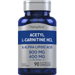 Acetyl L-Carnitine HCL & Alpha Lipoic Acid, 800 mg and 400 mg per serving, 90 capsules, dietary supplement.