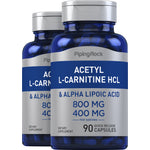 Acetyl L-Carnitine 800 mg & Alpha Lipoic Acid 400 mg, 90 Quick Release Capsules, 2  Bottles