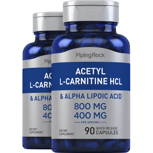 Acetyl L-Carnitine 800 mg & Alpha Lipoic Acid 400 mg, 90 Quick Release Capsules, 2  Bottles