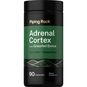 Adrenal Cortex supplement, 90 capsules, grassfed bovine source, non-GMO, gluten-free, dietary product.