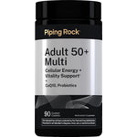 Multivitamin for adults 50+ with CoQ10, probiotics, and support for energy and vitality in 90 coated caplets.