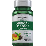 African Mango and Green Tea Herbal Supplement with 1,220 MG equivalent, 90 quick-release capsules.