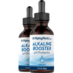 Alkaline Booster pH Protector Drops with two 2 fl oz (59 mL) dropper bottles shown.