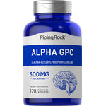 Alpha GPC supplement, 600 mg per serving, 120 vegetarian capsules.
