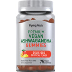 Premium Vegan Ashwagandha Gummies with tropical flavor, gluten-free, non-GMO dietary supplement, 75 vegan gummies.