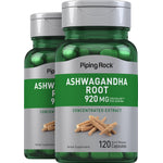 Two bottles of Ashwagandha Root 920 mg Concentrated Extract, Herbal Supplement, with 120 Quick Release Capsules.