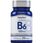 Vegetarian vitamin supplement with 250 tablets, containing 100 MG of Vitamin B6, ideal for supporting daily nutritional needs.