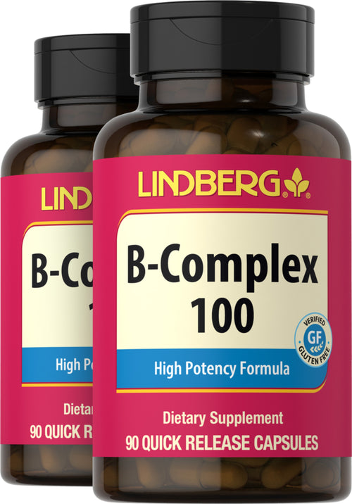 B-Complex, 100 mg, 90 Vegetarian Capsules, 2  Bottles