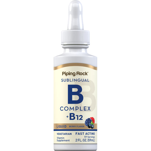 B-Complex Liquid Plus B-12 Sublingual, 1200 mcg, 2 fl oz (59 mL) Dropper Bottle